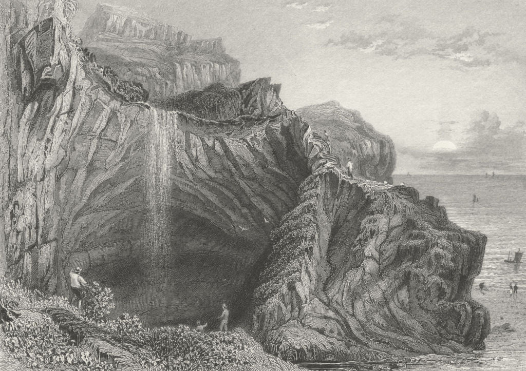 IOW. Blackgang Chine-Bartlett c1840 old antique vintage print picture